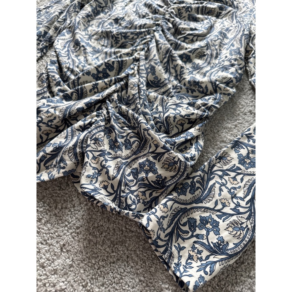 Veronica Beard Palma‎ Floral Paisley Ruched Top Dove Multi Blue Cream Size M - Picture 2 of 6
